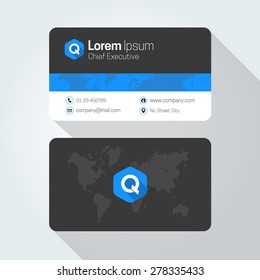 Q letter Flat style Initial Logo Business card