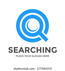 Q Letter Or Font With Magnifying Glass Vector Logo Template. This Alphabet Can Be Used For Searching, Discovery, Find Business. 