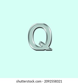 Q letter in glass text, logo Effect. Vector font for labels, posters 