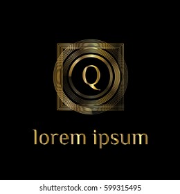 Q letter golden vector logo design template