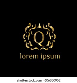 Q letter golden vector monogram