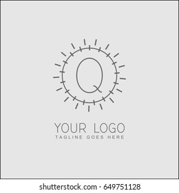 Q letter graceful line art logo. Abstract monogram elegant icon design template. Simple vector illustration design.