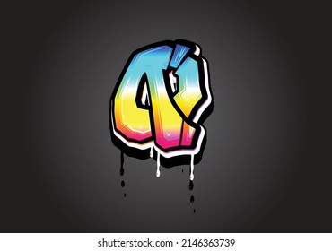 Q Letter Graffiti Dripping alphabet font