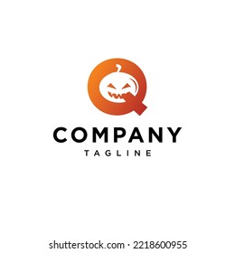 Q Letter halloween Vector logo icon vector Template.