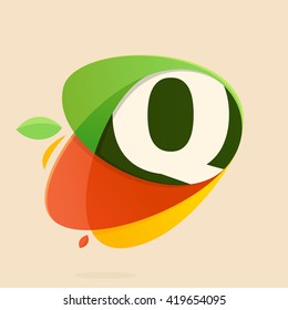 Q letter with healthy food shapes. Vector design template elements for your eco application or corporate identity.