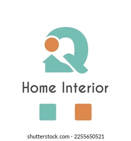 Q Letter With Home House Icon for Home Interior, Architecture, Furniture Business Logo Idea Template