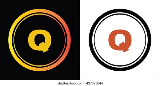 Q letter icon design template elements in abstract background logo, design identity in circle, alphabet letter