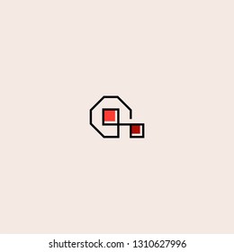 Q letter initial logo geometric square line vector icon