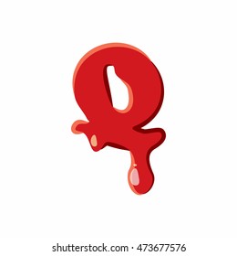 Q letter isolated on white background. Red bloody Q letter vector illustration