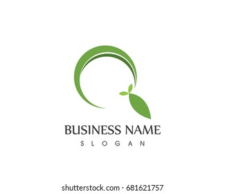 Q Letter Leaf Logo Design