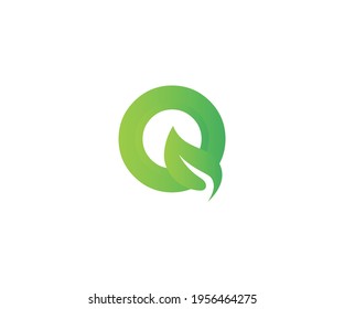 Q Letter With Leaf Logo, Letter Q Eco Leaves Logo Icon Design Template 