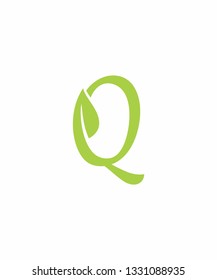 Q Letter With Leaf Logo Vector 