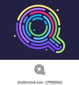 Q letter line logo. Vector fingerprint design template elements