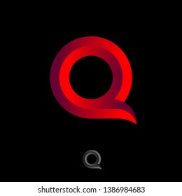  Q letter logo. Beautiful voluminous letter Q as ribbon on a dark background.