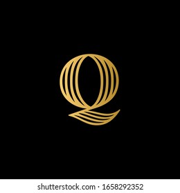Q letter logo with black background.Q letter icon.This is golden letter design.