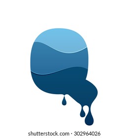 Q letter logo with blue water and drops. Chemical and oil industries. Vector design template elements for your application or corporate identity.