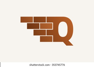 Q letter Logo, brick wall logo design.