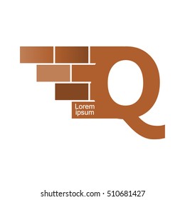 Q  letter Logo, brick wall logo design with place for your data.  