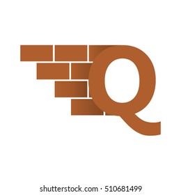 Q  letter Logo, brick wall logo design.  Vector image. 
