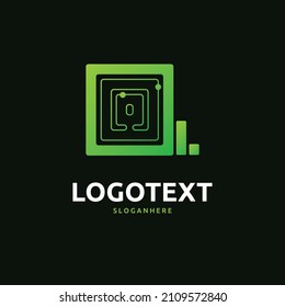 Logo de la letra Q, logotipo del circuito Q, diseño del logotipo de tecnología