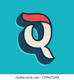 Q letter logo in classic sport style. This script font is perfect for a sportswear advertising, champions art, college team identity, etc.
