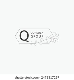 Q letter logo with a creative floral concept for company business beauty real estate premium vector