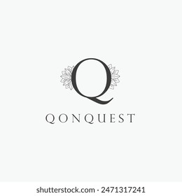 Q letter logo with a creative floral concept for company business beauty real estate premium vector