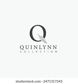 Q letter logo with a creative floral concept for company business beauty real estate premium vector