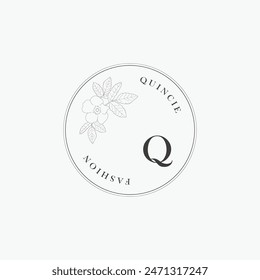 Q letter logo with a creative floral concept for company business beauty real estate premium vector