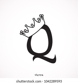 Q letter logo. crown vector,.