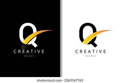 Q Letter Logo Design with Background and Creative company logo. Modern Lettering Fashion Design. Vector illustration