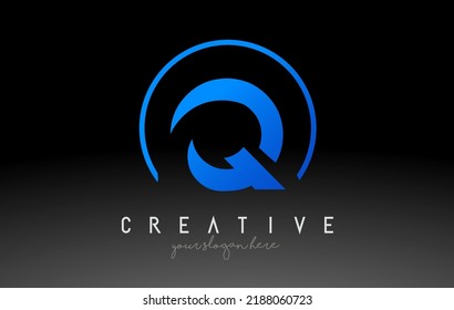 Q Letter Logo Design with Black Blue Color. Cool Modern Icon Letters Logo Vector.