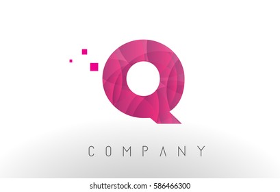 Q Letter Logo Design with Circular Purple Dots Bubble Pattern. 