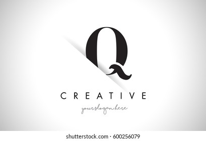 Q Letter Logo Design with Creative Paper Cut and Serif Font.