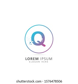 Q Letter Logo Design With Dots and Circle element