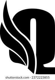 Q letter logo design element in black colour