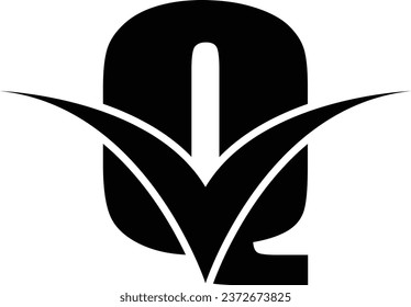 Q letter logo design element in black colour