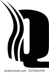 Q letter logo design element in black colour