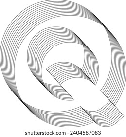 Q Letter logo design element. 3D Geometric letter. Streetwear stile. Impossible shape, optical illusion. Sacred geometry. Vector illustration 10 eps.
