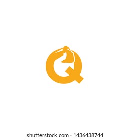 Q Letter Logo Design with Excavator Creative Modern Trendy