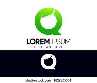 Q letter logo design with leaf concept. Modern logo suitable for creative vector element, template, business, brand, company, or corporate