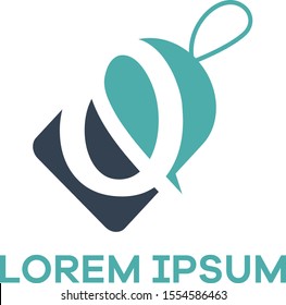 Q letter logo design. Letter q in sale/discount tag vector illustration.	