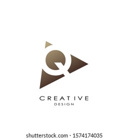 Diseño del logotipo de la letra Q.  Diseño simple forma triángulo concepto, con el logotipo de letra oculta Q para la identidad empresarial inicial.