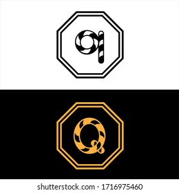 Diseño del logotipo de la letra Q con letra pequeña y mayúscula