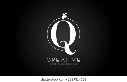 Q Letter Logo Design Template with White Color and Dots circle