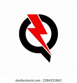 Q-Buchstaben Logo Design mit Donblitz Symbol.