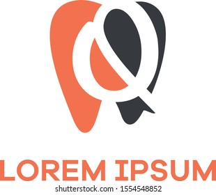 Q letter logo design. Letter q in tooth shape vector illustration.	