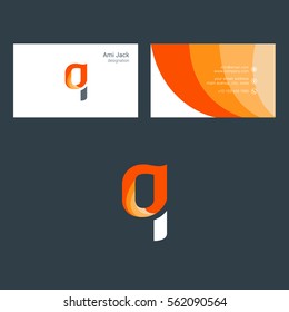 Q Letter logo design vector element with Business card template