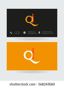 Q & I Letter logo design vector element with Business card