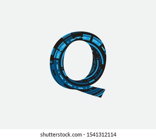 Q Letter Logo. Dotted Q Letter Design with geometric shape ,perfect for technology,software, network and science brand.